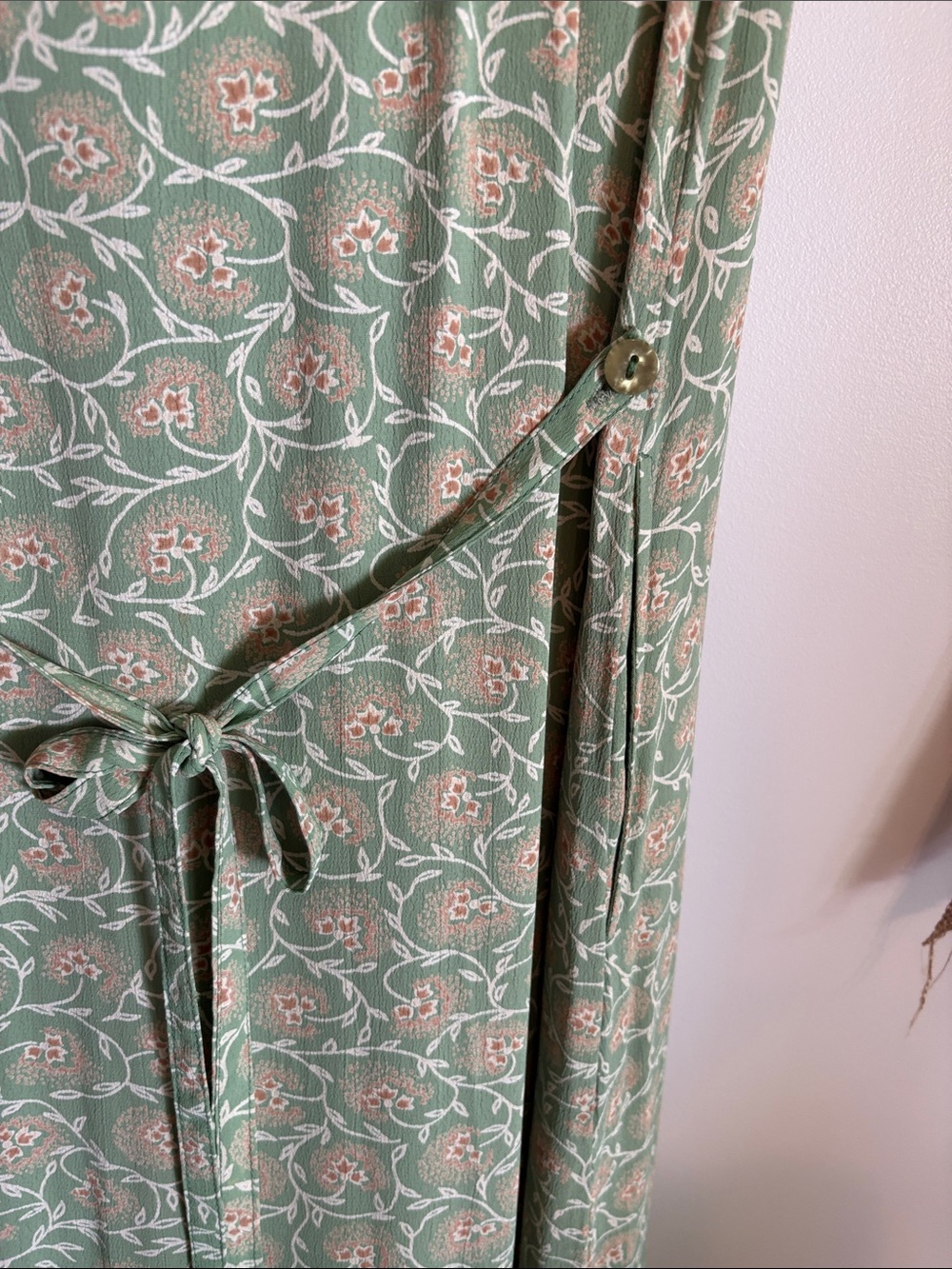 April Cornell Sage Green Floral Pintuck Maxi Dress - Picture 6 of 11